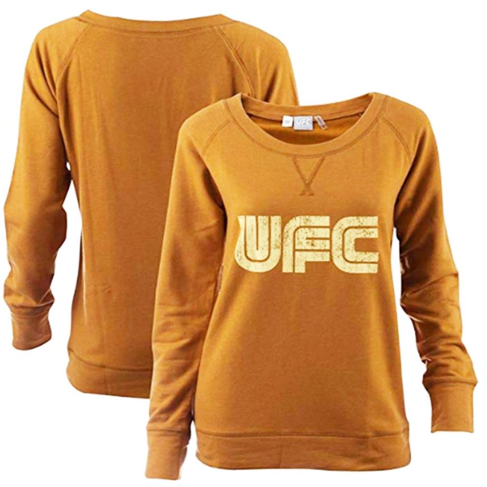 UFC Graphic Crewneck Sweatshirt Honey Tan Brown Small Athleisure Pullover NWT